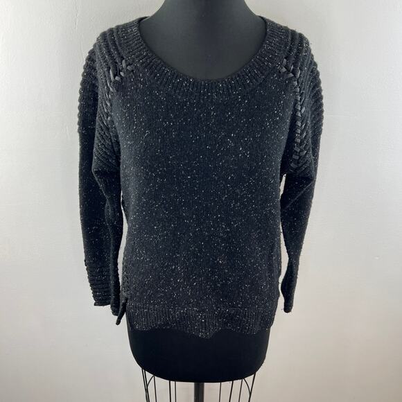 GENERATION LOVE Black Wool Blend Eleanor Whip Stitch Long Sleeve Sweater Size S - Picture 2 of 9